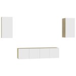 Vidaxl ensemble de meubles tv 4 pcs blanc et chêne sonoma aggloméré Vidaxl ensemble de meubles tv 4 pcs blanc et chêne sonoma aggloméré