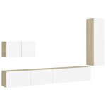Vidaxl ensemble de meuble tv 4 pcs blanc et ch�ne sonoma agglom�r�
