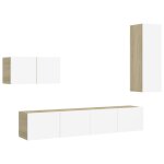 Vidaxl ensemble de meuble tv 4 pcs blanc et ch�ne sonoma agglom�r�