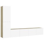 Vidaxl ensemble de meuble tv 4 pcs blanc et chêne sonoma aggloméré Vidaxl ensemble de meuble tv 4 pcs blanc et chêne sonoma aggloméré