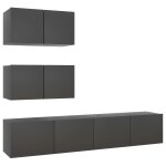 Vidaxl ensemble de meuble tv 4 pcs gris agglomr