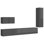Vidaxl ensemble de meuble tv 4 pcs gris brillant agglom�r�