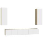 Vidaxl ensemble de meubles tv 5 pcs blanc et chêne sonoma aggloméré Vidaxl ensemble de meubles tv 5 pcs blanc et chêne sonoma aggloméré