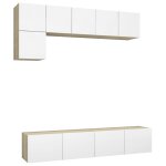 Vidaxl ensemble de meuble tv 5 pcs blanc et chêne sonoma aggloméré Vidaxl ensemble de meuble tv 5 pcs blanc et chêne sonoma aggloméré