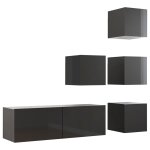 Vidaxl ensemble de meuble tv 5 pcs gris brillant agglomr