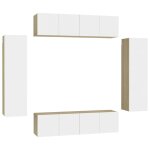 Vidaxl ensemble de meubles tv 6 pcs blanc et chêne sonoma aggloméré Vidaxl ensemble de meubles tv 6 pcs blanc et chêne sonoma aggloméré