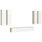 Vidaxl ensemble de meuble tv 6 pcs blanc et ch�ne sonoma agglom�r�