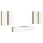 Vidaxl ensemble de meuble tv 6 pcs blanc et ch�ne sonoma agglom�r�