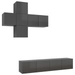 Vidaxl ensemble de meuble tv 7 pcs gris brillant agglomr