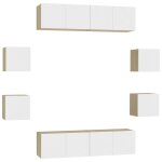 Vidaxl ensemble de meubles tv 8 pcs blanc et chêne sonoma aggloméré Vidaxl ensemble de meubles tv 8 pcs blanc et chêne sonoma aggloméré