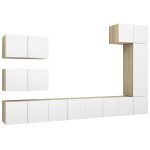 Vidaxl ensemble de meuble tv 8 pcs blanc et chęne sonoma aggloméré Vidaxl ensemble de meuble tv 8 pcs blanc et chęne sonoma aggloméré