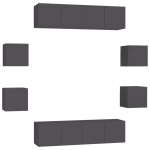 Vidaxl ensemble de meubles tv 8 pcs gris agglomr