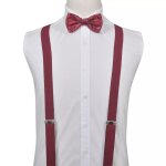 Vidaxl ensemble de n?ud papillon et brettelles pour smoking bordeaux