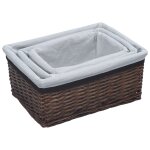Vidaxl ensemble de paniers empilables 3 pcs marron saule