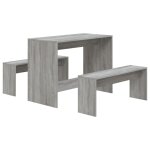 Vidaxl ensemble de salle  manger 3 pcs sonoma gris agglomr