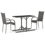 Vidaxl ensemble de salle  manger de jardin 3 pcs gris