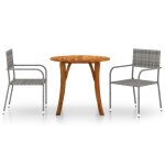 Vidaxl ensemble de salle  manger de jardin 3 pcs gris