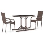 Vidaxl ensemble de salle � manger de jardin 3 pcs marron