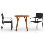 Vidaxl ensemble de salle  manger de jardin 3 pcs noir