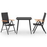 Vidaxl ensemble de salle  manger de jardin 3 pcs noir et marron