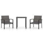Vidaxl ensemble de salle � manger de jardin 3 pcs r�sine tress�e gris