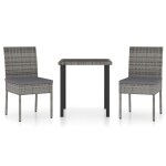 Vidaxl ensemble de salle  manger de jardin 3 pcs rsine tresse gris