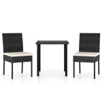 Vidaxl ensemble de salle � manger de jardin 3 pcs r�sine tress�e noir