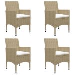 Vidaxl ensemble de salle  manger de jardin 5 pcs beige