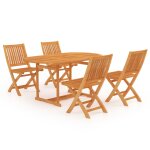 Vidaxl ensemble de salle  manger de jardin 5 pcs bois de teck massif
