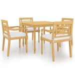 Vidaxl ensemble de salle  manger de jardin 5 pcs avec coussins teck