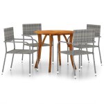 Vidaxl ensemble de salle  manger de jardin 5 pcs gris