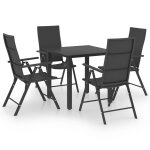 Vidaxl ensemble de salle  manger de jardin 5 pcs noir