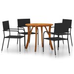 Vidaxl ensemble de salle  manger de jardin 5 pcs noir