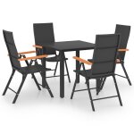 Vidaxl ensemble de salle  manger de jardin 5 pcs noir et marron