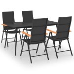 Vidaxl ensemble de salle  manger de jardin 5 pcs noir et marron