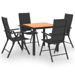 Vidaxl ensemble de salle  manger de jardin 5 pcs noir et marron