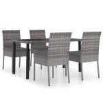 Vidaxl ensemble de salle  manger de jardin 5 pcs rsine tresse gris