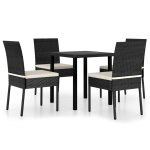 Vidaxl ensemble de salle � manger de jardin 5 pcs r�sine tress�e noir