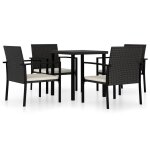 Vidaxl ensemble de salle � manger de jardin 5 pcs r�sine tress�e noir
