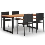 Vidaxl ensemble de salle  manger de jardin 5 pcs rsine tresse noir