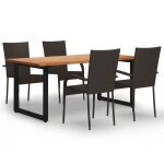 Vidaxl ensemble de salle  manger de jardin 5pcs rsine tresse marron