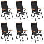 Vidaxl ensemble de salle � manger de jardin 7 pcs aluminium noir
