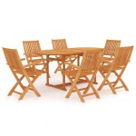 Vidaxl ensemble de salle  manger de jardin 7 pcs bois de teck massif