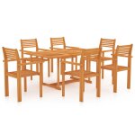 Vidaxl ensemble de salle  manger de jardin 7 pcs bois de teck massif