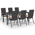 Vidaxl ensemble de salle  manger de jardin 7 pcs noir et marron