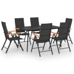 Vidaxl ensemble de salle  manger de jardin 7 pcs noir et marron