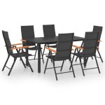 Vidaxl ensemble de salle � manger de jardin 7 pcs noir et marron
