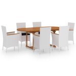 Vidaxl ensemble de salle à manger de jardin 7 pcs résine tressée blanc Vidaxl ensemble de salle à manger de jardin 7 pcs résine tressée blanc