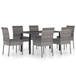 Vidaxl ensemble de salle  manger de jardin 7 pcs rsine tresse gris
