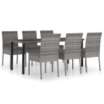 Vidaxl ensemble de salle  manger de jardin 7 pcs rsine tresse gris